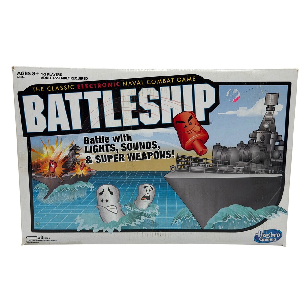 Hasbro Electronic Battleship Board Game Lights Sounds & Super Weapons w/ Extras